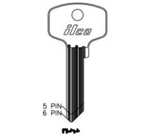 KABA ILCO CORP  G198 NS A23  AA00006243              Cylinder Lock Key Blank, 5-Pin, Sectional, Natural Nickel Silver, 23 Price Group, For General