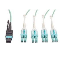 TRIPP LITE N844-05M-8LC-PT        MTP/MPO Fan-out Cable with Push/Pull Tab Connectors, MTP/MPO to 8xLC, 40GbE, 40GBASE-SR4,OM3 Plenum-rated - Aqua, 5M 16.4-ft.