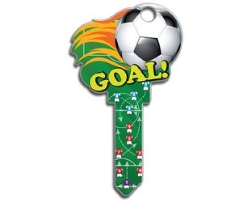 LUCKY LINE PRODUCTS INC  B135K               House Key, Kwikset, Soccer, Brass, Enamel Coating, 1 each per Card