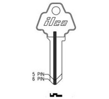 KABA ILCO CORP  1170B NP A04  AL4126400B              Cylinder Lock Key Blank, 5-Pin, Brass, Nickel Plated, 4 Price Group, For Challenger