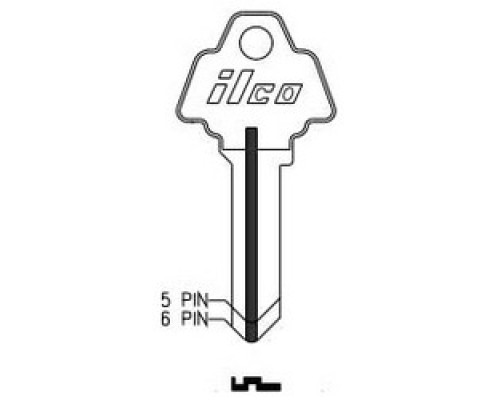 KABA ILCO CORP  1170B NP A04  AL4126400B              Cylinder Lock Key Blank, 5-Pin, Brass, Nickel Plated, 4 Price Group, For Challenger