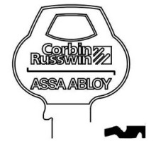 CORBIN RUSSWIN INC  D4-6PIN-10               Door Lock Key Blank, Cylinder, Single-Section, Standard, 6-Pin, DH-Class Bitting, Coined Logo Bow
