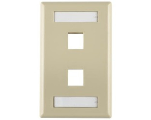 HELLERMANNTYTON  FPIDUAL-I               Single Gang 2 Port Faceplate With ID Windows, ABS 94V-0, Ivory, 1/pkg