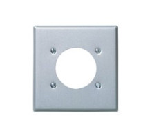LEVITON  S701-40               2-gang Power Receptacle Wallplate, Flush Mount, Standard Size, Device Mount, 302 Stainless Steel