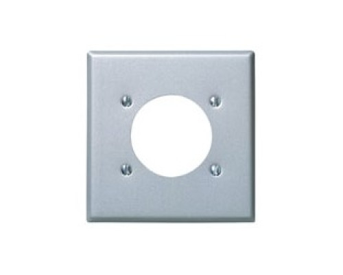 LEVITON  S701-40               2-gang Power Receptacle Wallplate, Flush Mount, Standard Size, Device Mount, 302 Stainless Steel
