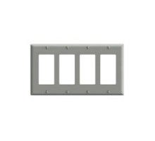 LEVITON  PJ264-I               4-gang Decora/GFCI Decora Wallplate, Midway Size - Ivory