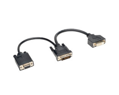 TRIPP LITE P564-06N-DV        DVI Y Splitter Cable, Digital and VGA Monitors DVI-I M to DVI-D F and HD15 F 6-in.