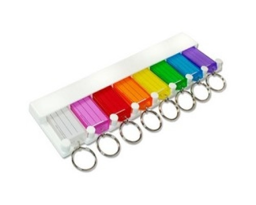 LUCKY LINE PRODUCTS INC  60580               Key Tag Rack, 8-Key, Rugged Plastic, White, With Tag, Adhesive Strip, Screw, Jump Ring, 1 each per Blister Card