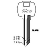 KABA ILCO CORP  A1054WL NP A10  AA52862052              Cylinder Lock Key Blank, 6-Pin, Sectional, Brass, Nickel Plated, 10 Price Group, For Falcon