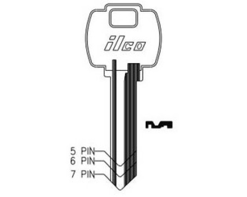 KABA ILCO CORP  A1054WL NP A10  AA52862052              Cylinder Lock Key Blank, 6-Pin, Sectional, Brass, Nickel Plated, 10 Price Group, For Falcon