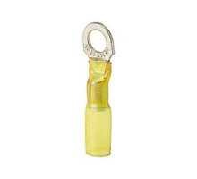 THOMAS & BETTS  RCS10-6X               Heat Shrinkable Ring Terminal, Length 1.34in, Width .31in, Max Insulation .250, Bolt Hole #6, Wire Range #12-#10 AWG, Color Yellow, Copper, Tin Plated