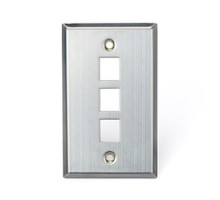 LEVITON  43080-1S3               QuickPort Wallplate, Single Gang, 3-Port, Stainless Steel