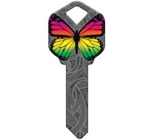 HOWARD KEYS  SC1-HK46               Decorative Key Blank, Schlage, Rainbow Butterfly Design