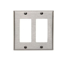 LEVITON  84409-40               2-gang Decora/gfci Device Decora Wallplate, Device Mount, Stainless Steel
