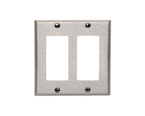 LEVITON  84409-40               2-gang Decora/gfci Device Decora Wallplate, Device Mount, Stainless Steel