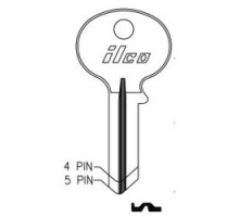 KABA ILCO CORP  1071E NP A19  AA42201022              Cylinder Lock Key Blank, 5-Pin, Brass, Nickel Plated, 19 Price Group, For Wilson-Bohannon