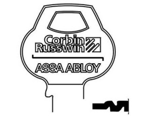 CORBIN RUSSWIN INC  59A1-6PIN-10               Door Lock Key Blank, Cylinder, Single-Section, Standard, 6-Pin, Z-Class Bitting, Coined Logo Bow