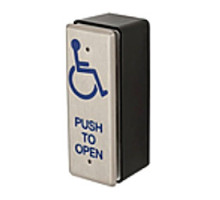 LOCKNETICS  PPH-50               Rectangular narrow push plate with black box, Stainless steel with engraved text and anodized finish, Tamper resistant mounting, 12/24VDC, SPDT switch contacts rated @ 5A/125VAC, 3A/250VAC, 4-1/2