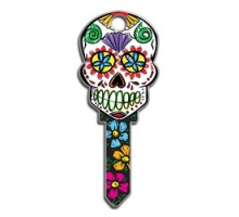 LUCKY LINE PRODUCTS INC  B136S               House Key, Schlage, Sugar Skull, Brass, Enamel Coating, 1 each per Card