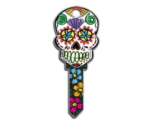 LUCKY LINE PRODUCTS INC  B136S               House Key, Schlage, Sugar Skull, Brass, Enamel Coating, 1 each per Card