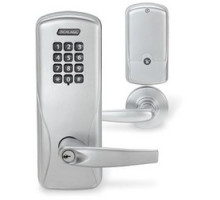 SCHLAGE ALLEGION BRAND  CO100-993R70KP-RHO-626-B-LHR 4B 134        Programmable Keypad Lock, Left Handed Reverse, Rhodes Lever, CVR Exit Trim Chassis, 4 AA Battery, Satin Chrome Plated, Without SFIC Cylinder, For Classroom/Storeroo