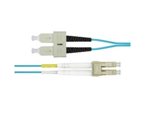 COMPULINK  LCCSCCP50+D1  P2J50-2-5B77T-1M              OM3 Fiber Optic Jumper Cable, 2 Fibers, LC - SC Duplex, OFNR, Aqua, 1 Meter