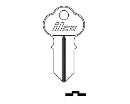 KABA ILCO CORP  1041GB NP A08  AA30127022              Cylinder Lock Key Blank, Double-Sided, Brass, Nickel Plated, 8 Price Group, For Chicago