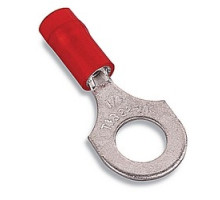 THOMAS & BETTS  RA713               Nylon Insulated Ring Terminal, Length 1.10 Inches, Width .46 Inches, Maximum Insulation .136, Bolt Hole 1/4 Inch, Wire Range #22-#16 AWG, Color Red, Tin Plated, 1,000 Pack