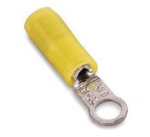 THOMAS & BETTS  675-54664-2               Nylon Insulated Large Ring Terminal, Length 2.60in, Width 0.93in, Max Insulation 0.765, Bolt Hole 5/8in, Wire Range 3/0, Yellow, Copper, Tin Plated