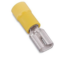 THOMAS & BETTS  RC257               Vinyl Insulated Female Disconnect, Length 1.03in, Width 0.29in, Max Insulation 0.250, Tab Size 0.250x.032, Wire Range #12-#10 AWG, Yellow, Copper, Tin Plated, 500 Pack