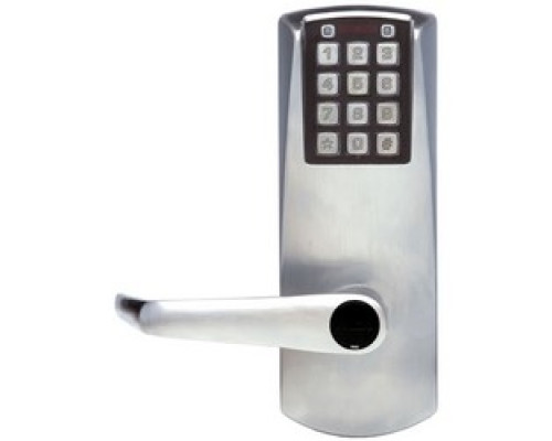 KABA  E201UXS-LL-626-41               Electronic Pushbutton Lock, Heavy Duty, Key-In-Lever Schlage C Keyway Cylinder, Lever Long, Exit Trim, Satin Chrome