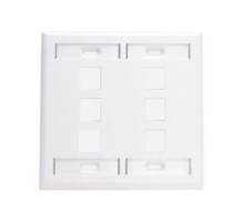 LEVITON  42080-6WP               QuickPort Wallplate with ID Window, Dual Gang, 6-Port, White
