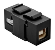 HUBBELL PREMISE WIRING  SFUSBAB3BK               Keystone USB Jack, Snap-Fit, V3.0, A toB, Black