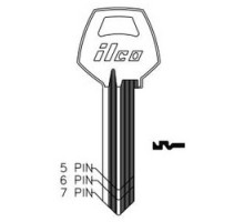 KABA ILCO CORP  A1001FH NP A06  AL5041127B              Cylinder Lock Key Blank, 6-Pin, Sectional, Brass, Nickel Plated, 6 Price Group, For Corbin/Russwin