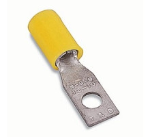 THOMAS & BETTS  RC486               Nylon Insulated Rectangular Ring Terminal, Length 0.984in, Width 0.237in, Bolt Hole #4, Wire Range #12-#10 AWG, Yellow, Copper, Tin Plated