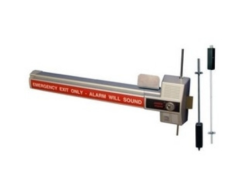 DETEX CORPORATION  ECL-230X-W-TDB               Exit Control Lock Deadbolt, Battery Alarmed, Rugged, 3-Point, Weatherized Top and Bottom, Gray, For 36 to 48