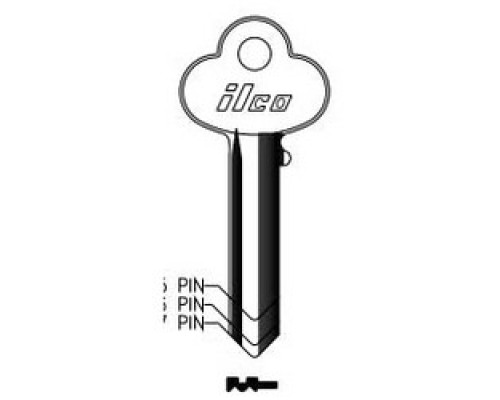 KABA ILCO CORP  R1001EG NP A03  AL4404010B              Cylinder Lock Key Blank, 6-Pin, Sectional, Brass, Nickel Plated, 3 Price Group, For Corbin/Russwin