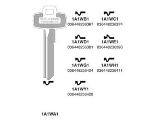 KABA ILCO CORP  1A1WC1 NS A55  IAR00000313              Key Blank, Look-Alike, WC Keyway, Natural Nickel Silver, 15 Price Group, For Best