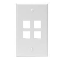 LEVITON  41080-4WP               QuickPort Wallplate, Single Gang, 4-Port, White