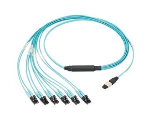 PANDUIT FZ8RL7NQSVNM001        HD Flex Fiber Round Harness, OM4, 8-Fiber, LSZH, PanMPO F to Push/Pull Duplex LC, 24in Breakout, Optimized IL, Aqua Jacket, 1m