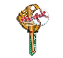 LUCKY LINE PRODUCTS INC  B120K               House Key, Kwikset, Baseball, Brass, Enamel Coating, 1 each per Card