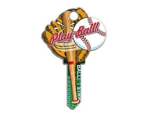 LUCKY LINE PRODUCTS INC  B120K               House Key, Kwikset, Baseball, Brass, Enamel Coating, 1 each per Card