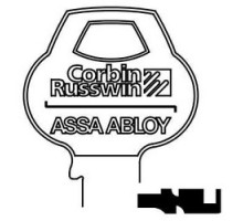 CORBIN RUSSWIN INC  N1-6PIN-10               Door Lock Key Blank, Obverse, Cylinder, Single-Section, Standard, 6-Pin, N-Class Bitting, Coined Logo Bow