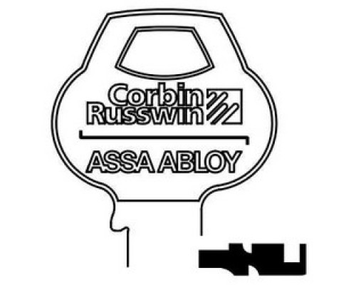 CORBIN RUSSWIN INC  N1-6PIN-10               Door Lock Key Blank, Obverse, Cylinder, Single-Section, Standard, 6-Pin, N-Class Bitting, Coined Logo Bow