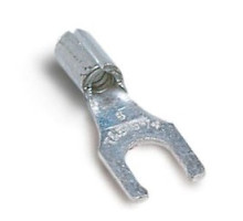 THOMAS & BETTS  A221M               Non-Insulated Locking Fork Terminal, Length 0.75in, Width 0.25in, Bolt Hole #6, Wire Range #22-#16 AWG, Copper, Tin Plated, On Mylar Tape, 1,000 Pack