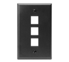 LEVITON  41080-3EP               QuickPort Wallplate, Single Gang, 3-Port, Black