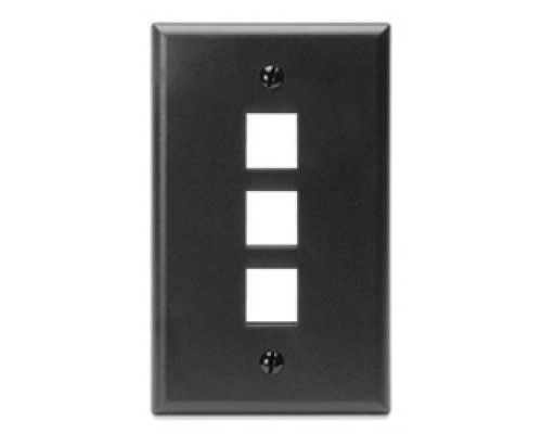 LEVITON  41080-3EP               QuickPort Wallplate, Single Gang, 3-Port, Black