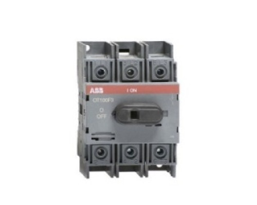 ABB  OT60F3   Non-Fused Disconnect Switch, 60 Amp, Base and DIN Rail Mounted. 3-Pole AC. UL 98. For use with 6 mm Shafts and Handles.