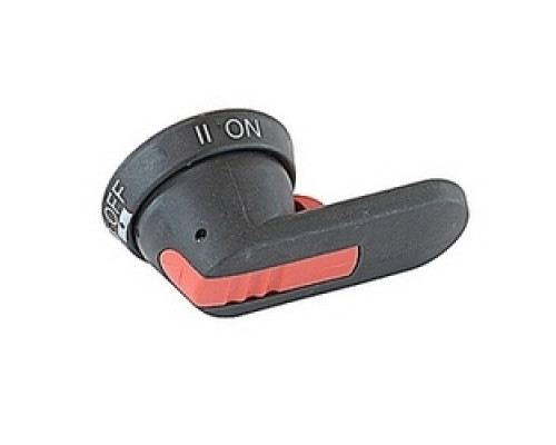 ABB  OHB80J6E011   Black 80mm pistol handle for double throw switches with I/O/II and ON/OFF/ON markings and protection according to NEMA 1, 3R, 12, and IP65