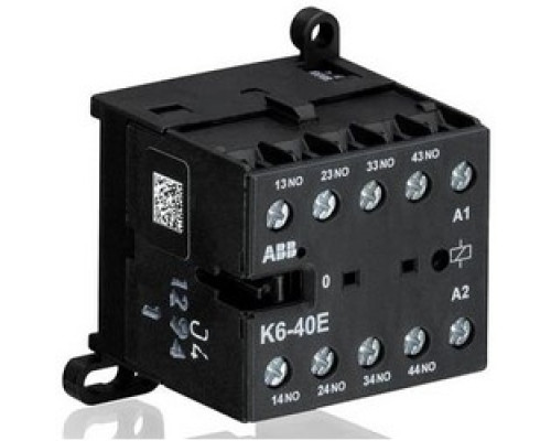 ABB  K6-40E-80   Mini Contactor Relay, 690 Volt Auxiliary/Insulation, 240 Volt Circuit, 4 Ampere at 240 Volt AC, 2.5 Ampere at 24 Volt DC, 4-Pole, 4NC